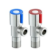 2pcs Bathroom Angle Stainless Steel Lead-free Shut Off Vavle for Toilet Kitchen Sink (Red Angle + Blue Angle Valve)