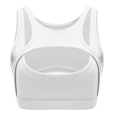 Bras for Women Sports Tank Top Wearing Rib High Elastic Exercise Yoga Umbilical Bra White Gym Tops for Women XL