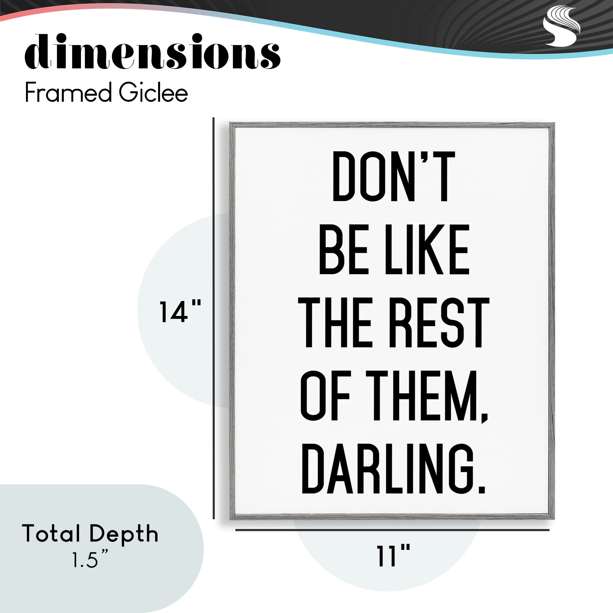 Don't Be Like The Rest Of Them Gray Framed Giclee Art, design by Lettered and Lined