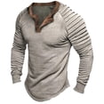 thumbnail image 1 of Chandails en Molleton à Manches Longues pour Hommes Rétro Compression Ajustée Henley Haut Confortable Col en V Couleur Unie T-Shirt Basique Liquidation, 1 of 5