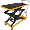 thumbnail image 1 of Hydraulic Lift Table Cart 330 lbs Capacity 50 In Double Scissor Lift Table with Locking Wheels and Non-Slip Platform for Material Handling Yellow, 1 of 7