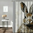 thumbnail image 2 of COMIO Shower Curtain Rabbit Newspaper Collage Grey Gold Multi-size White, 2 of 6