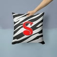thumbnail image 2 of Carolines Treasures CJ1024-SPW1414 Letter S Initial Monogram - Zebra Red Fabric Decorative Pillow, 14Hx14W, multicolor, 2 of 4