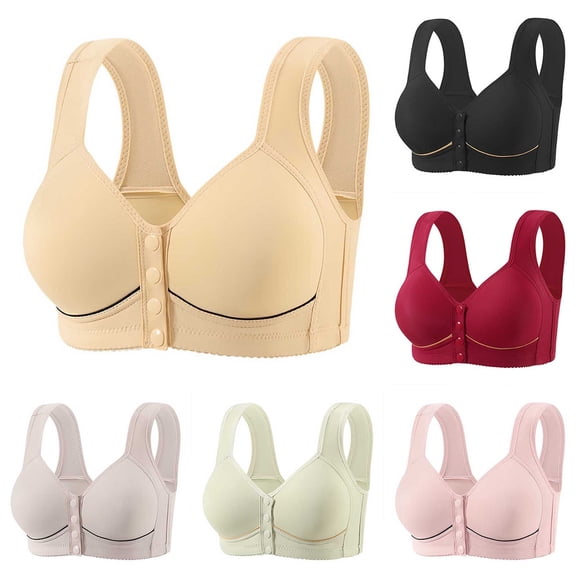 EaskTriop Bras for Older Women Front Closure No Underwire Full Support Wireless Bra for Seniors Breathable Comfort Everyday Bralettes
