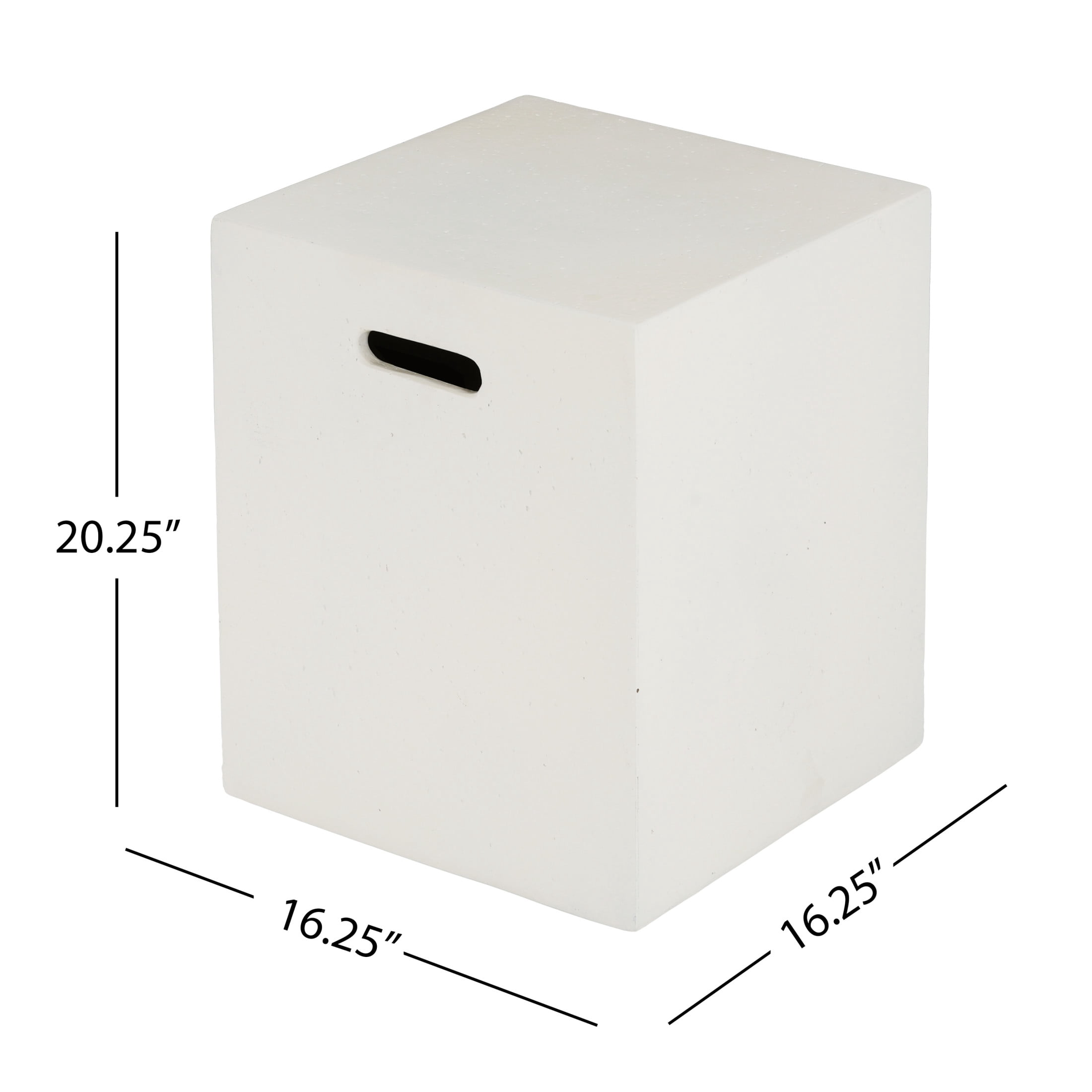 Mayfair Lightweight Concrete Outdoor Tank Holder Side Table, Wihte