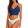 thumbnail image 5 of Jinhomg Women's Lace Padded Bralette Plunge Wireless Longline Bra Breathable Everyday Bras Blue Free Size, 5 of 9