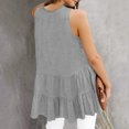 thumbnail image 3 of Camiseta sin mangas para mujer, cuello redondo, dobladillo con volantes, tipo suelto, Color puro, Top de verano para uso diario, 3 of 6