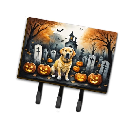 Yellow Labrador Retriever Spooky Halloween Leash or Key Holder 6 in x 9 in