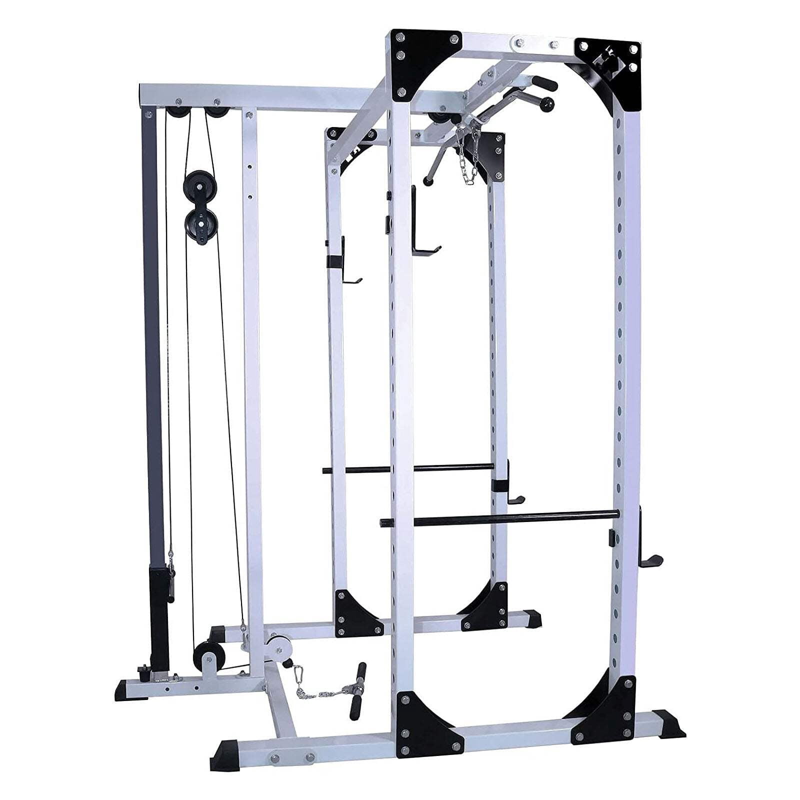 Deltech Fitness Power Rack with Lat Attachment Model #DF825L, Powder Coated Steel