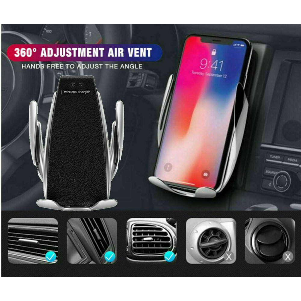 10W QI Fast Wireless Car Phone Charger IR AutoClamping Car Air Vent
