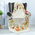 thumbnail image 4 of Forest Soft Flannel Fleece Throw Blanket, European Fauna Flora Deer Fox Raccoon and Roses Cartoon Wildlife, Cozy Plush for Indoor and Outdoor Use, 50" x 60", Multicolor, by Ambesonne, 4 of 5