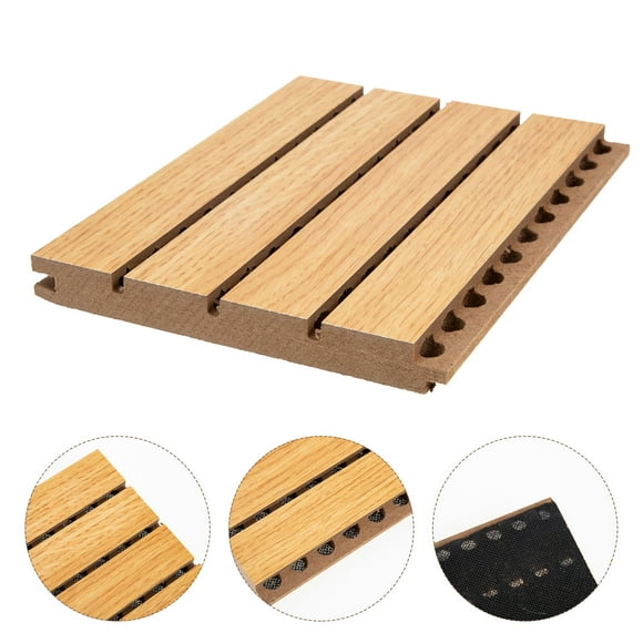 Minkissy Sound Absorbing Panels Wooden Perforated Acoustic Board Assorted Color for Indoor Use 1Set