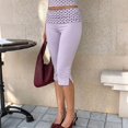 thumbnail image 6 of Womens Capri Leggings Low Waisted Slim Leg Polka Dots Capris Split Hem Cropped Yoga Pants, S, 6 of 9