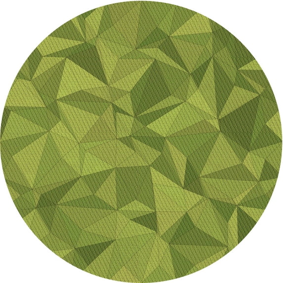 Ahgly Company Machine Washable Indoor Round Transitional Pistachio Green Area Rugs, 4' Round