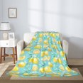 thumbnail image 2 of Fuzoiu Yellow Lemon Print Flannel Throw Blanket,Light Weight Warm Decorative,Throw Blanket Cover for Sofa, Couch, Bedroom,Travel-80"x60", 2 of 6