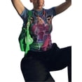 thumbnail image 3 of TRKIYQC Camiseta Bodycon para Mujer, Camisetas de Manga Corta con Cuello Redondo con Estampado de Retrato Azul Púrpura, S/ M/ L TRKIYQC Vida cotidiana, 3 of 9