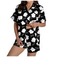 thumbnail image 6 of Matching Halloween Pajamas Women 2 Piece Set Graphic Thin Relaxed Fit Button Short Sleeve Shirts and Shorts Soft Cute Pj Sets Woman Black M, 6 of 7