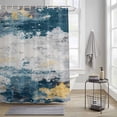 thumbnail image 3 of Navy Gold Gray Shower Curtain, Abstract Art Mottled Old Gradient Color Waterproof Shower Curtain Set with 12 Hooks Lightweight Bath Curtains Fabric Bathroom Decor 36x72 Inches, 3 of 9