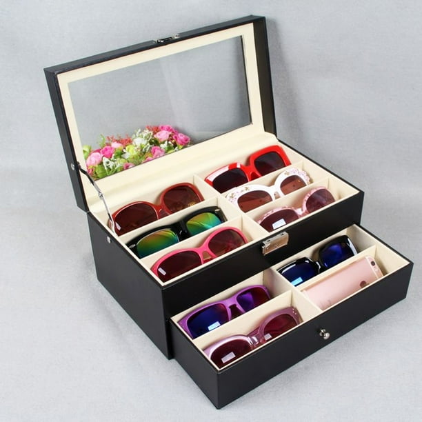 6 12 Compartments Black Eyeglasses Sunglasses Jewelry Storage Box Case Eyewear Glasses Oversize Display Organizer Walmart Com Walmart Com