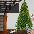 thumbnail image 6 of 7Ft USB Artificial Christmas Trees Xmas Detachable Tree with 1000 Branch Tips Decoration with DIY 450 LED Lights 8 Lighting Modes, 6 of 6