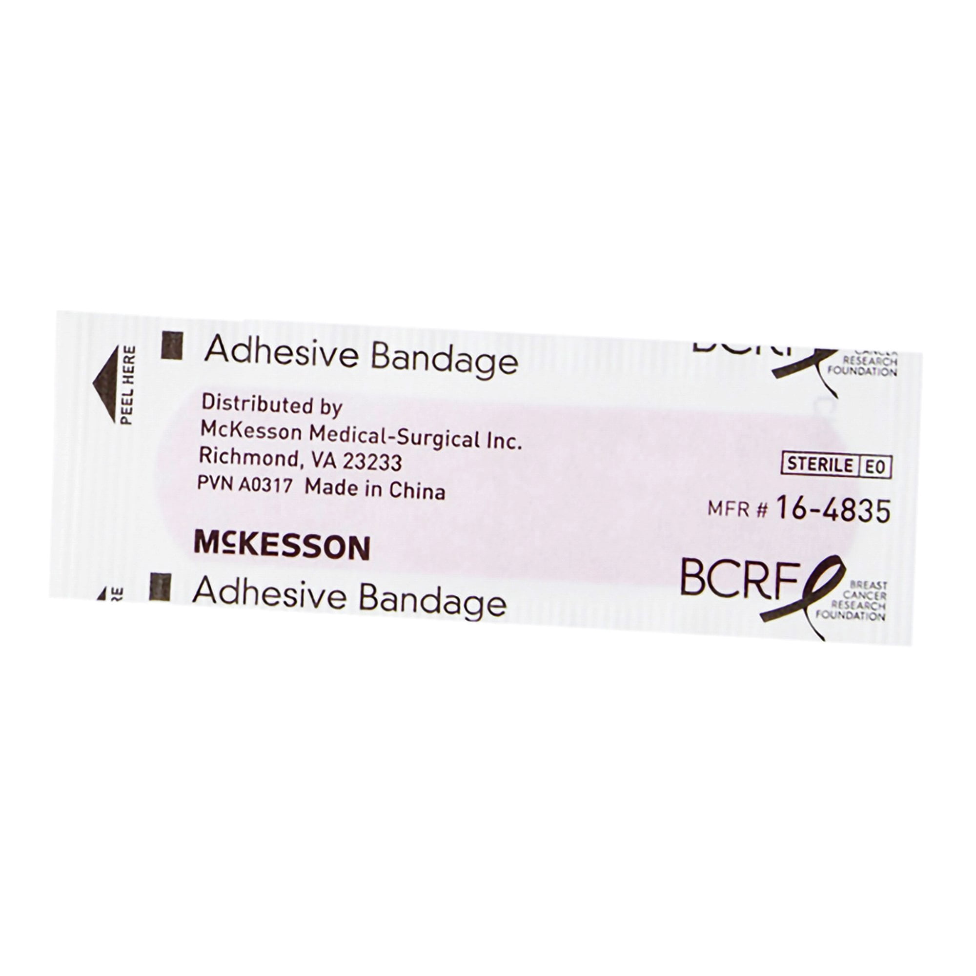 McKesson Adhesive Bandages, Plastic Strips - Pink, Breast Cancer Awareness, 100 Count, 24 Packs, 2400 Total