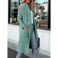 thumbnail image 6 of Women'S Open Front Knited Loose Cardigan Casual Long Sleeve Draped Knit Pockets Long Jackets Sweater Green M, 6 of 8