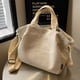 thumbnail image 4 of Bolso de mano de pana para mujer, bolso informal con asa superior, bolso de compras suave y moderno (caqui), 4 of 8
