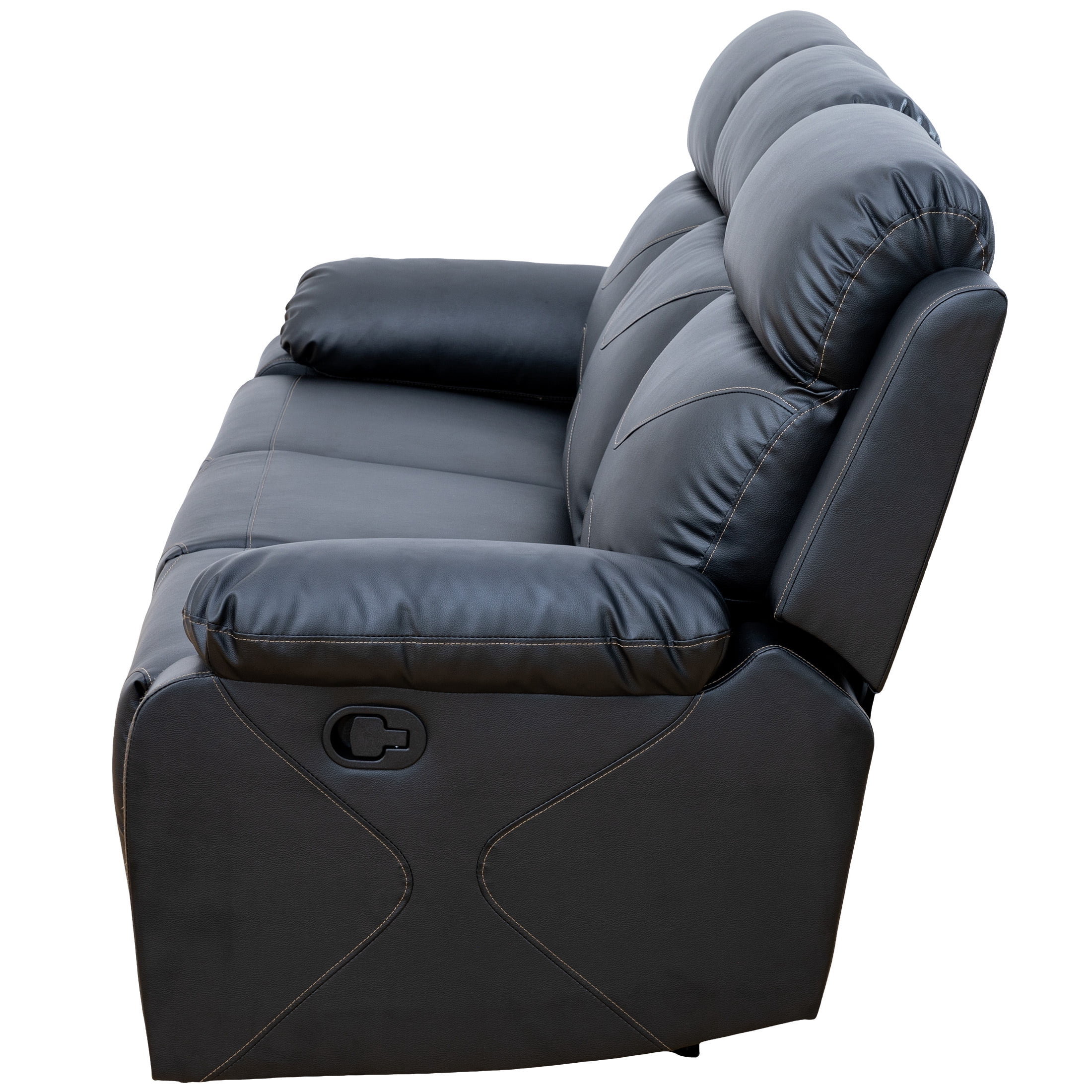 AUKFA 3 Seats Recliner Sofa Chair, Home Theater Sofa with Flipped Backrest and Cupholder, Black