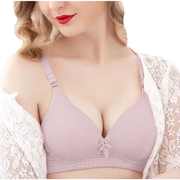 Bigersell Women's Bras No Wire Ladies Bras Padded Bra Style B-3 Sports Bras no Underwire Hook and Eye Bra Closure T-Shirt Bras Everyday Bras Underwear Comfortable V-Neck Bra Bralettes Hot Pink XL