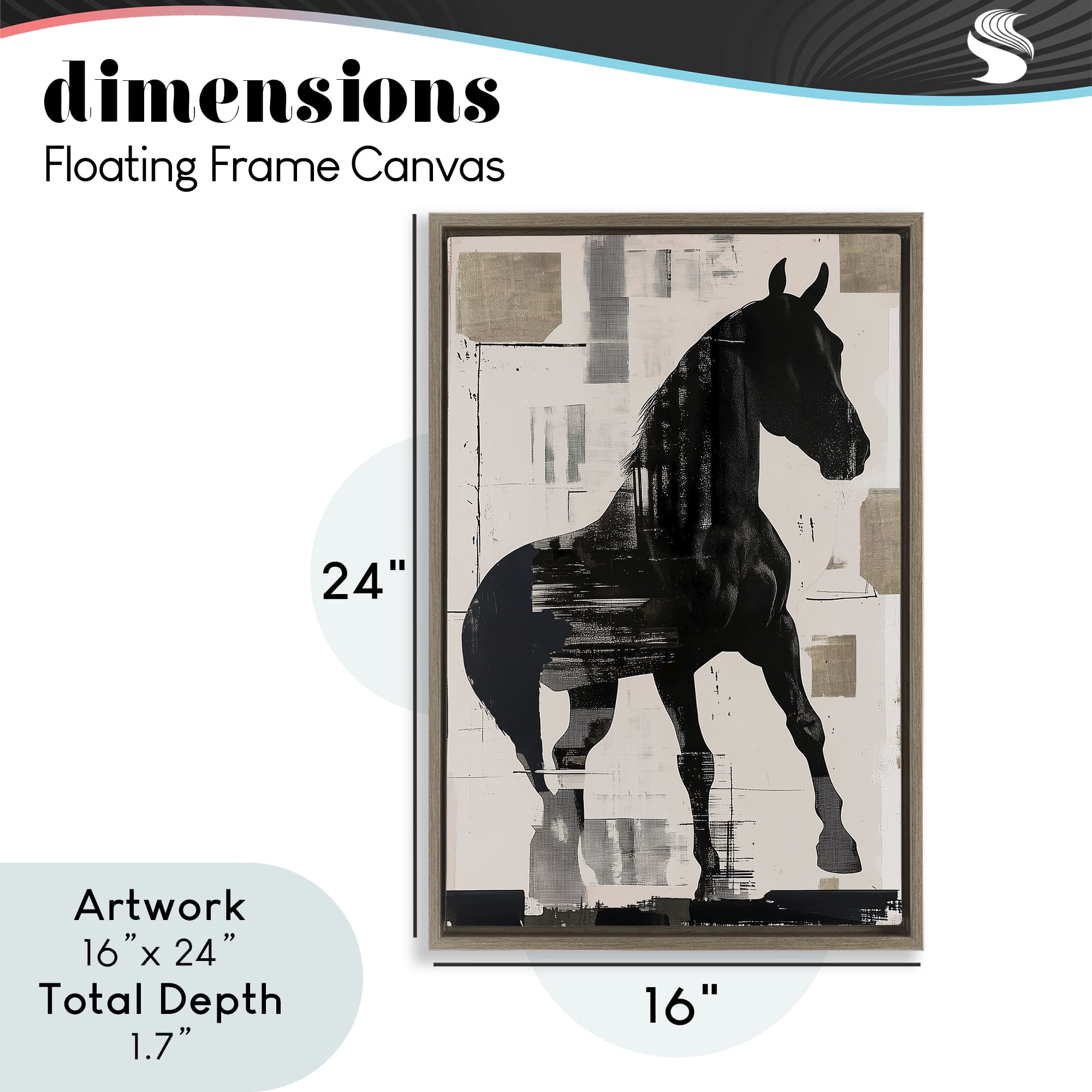 Equinity Horse Silhouette Brown Framed Floater Canvas Wall Art, design by Annabelle Hall