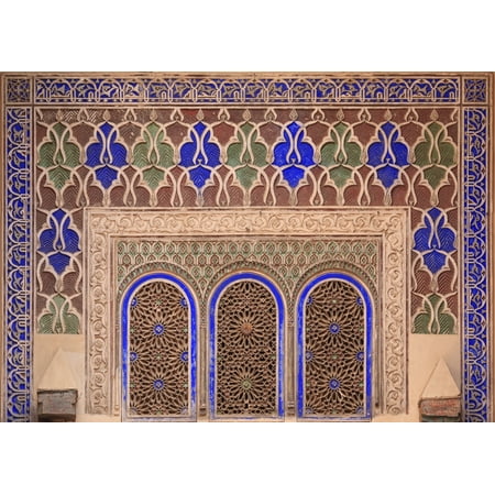 Intricate Painted And Stucco Patterns On The Walls Of A Riad Marrakech Morocco Canvas Art - Lizzie Shepherd  Design Pics (16 x (Best Riads In Marrakech 2019)