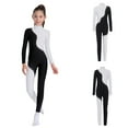thumbnail image 6 of Zaldita Kids Girls Long Sleeve Color Block Gymnastics Leotard Full Body Romper Dance Bodysuit Unitard Dancewear White 14, 6 of 7