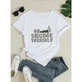 thumbnail image 2 of 1pc Women's Crew Neck T-Shirt - Stylish Floral Print Lightweight & Soft Cotton Tee, Machine Washable Casual Top for Spring Summer Fall, Ladies T Shirts, 2 of 7