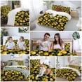 thumbnail image 5 of Queen 4 Piece Bedding Set Summer Lemon Flower Soft Breathable Duvet Cover and Pillowcase,Plant on Black Duvet Cover Set Washable Bed Sheets for Bedroom Dormitory Guest Room, 5 of 9