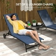 thumbnail image 3 of Outsunny Set of 2 Outdoor Chaise Lounge Chairs with 5-Level Adjustable Backrest, Wheels, 2 Piece Pool Loungers, Suntanning Furniture, Dark Blue, 3 of 9