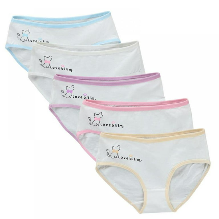 GYRATEDREAM Big Girls' Underwear Teens Contrasting Color Cotton Briefs  Panties 10-14 Years 5 Pack
