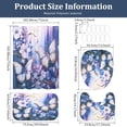 thumbnail image 2 of Dznils Purple Floral Shower Curtain Sets with Rugs, 16pc Butterfly Bathroom Curtain Set, 72" x 72", 2 of 10