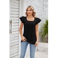 thumbnail image 2 of Womens Summer Tops Square Neck Lace Short Sleeve Babydoll Shirts Dressy Casual Pleated Flowy Blouses, 2 of 5