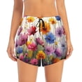 thumbnail image 3 of Uemuo Colorful Wildflower Meadow Pattern Women's Athletic Shorts High Waisted Running Shorts with Liner Pockets Gym Elastic Workout Shorts-X-Large, 3 of 9