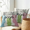 thumbnail image 4 of Easter Pillow Covers 16x16 Inch Set of 2 Colorful Bunny Welcome Peeps Easter Decorative Throw Pillow Covers Farmhouse Pillowcases Cotton Linen Square Cushion Covers for Couch Bed Sofa Chair Home Decor, 4 of 6