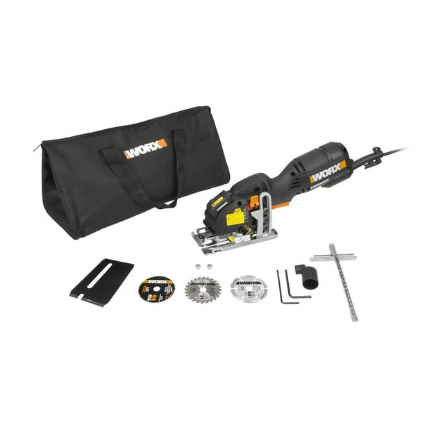 Worx WX420L 3 Amp Versacut 33/8" Electric Compact Circular Saw with Laser Guide Technology