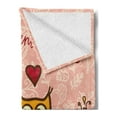 thumbnail image 2 of Valentines Day Soft Flannel Fleece Throw Blanket, Owls in Love Print Partners Couples Boho Style Hearts Flowers Dots, Cozy Plush for Indoor and Outdoor Use, 50" x 60", Pink Red Yellow, by Ambesonne, 2 of 5