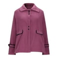 thumbnail image 4 of Women's Overcoat Loose Button Down Outerwear Coat Casual Long-Sleeve Jacket for Fall and Winter Purple XL, 4 of 6
