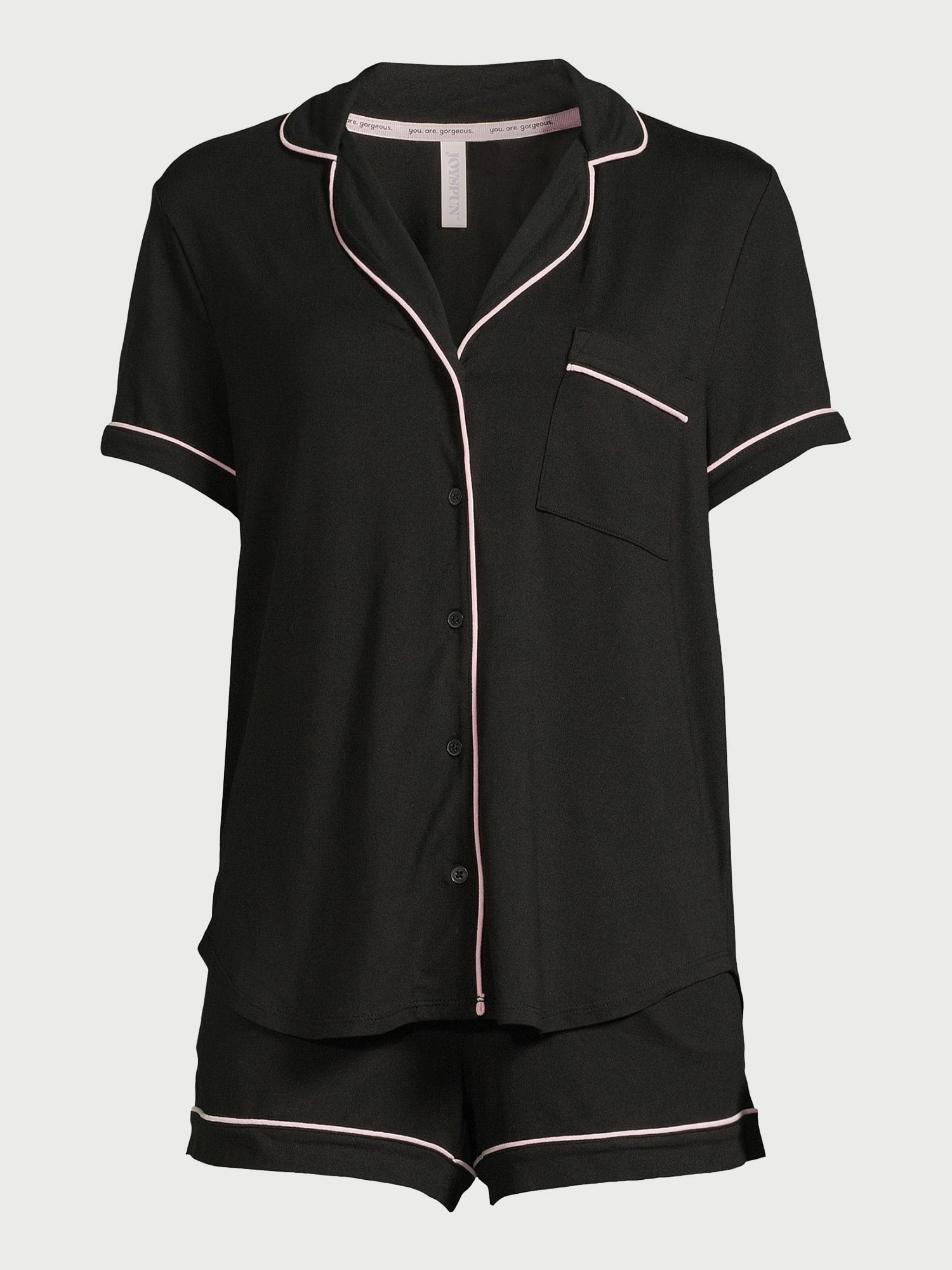 Joyspun Women's Dreamy Soft Collection Notch Collar Top and Shorts Pajama Set, 2-Piece, Sizes XS-3X