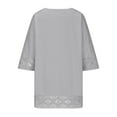 thumbnail image 6 of Women 3/4 Sleeve Tops Lace Patchwork Tshirts Crewneck Pullover Shirts Loose Oversize Blouses Casual, 6 of 6