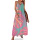 thumbnail image 1 of Vestido sin mangas con hojas tropicales en color rosa y turquesa, vestido de fiesta, vestidos cortos sexis, atrevidos, 1 of 7