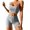 Grey, variant on Women’s 2-Piece Yoga Set, High Waisted Workout Shorts & Sports Bra, Ribbed Seamless Athletic Outfit for Gym & Fitness
