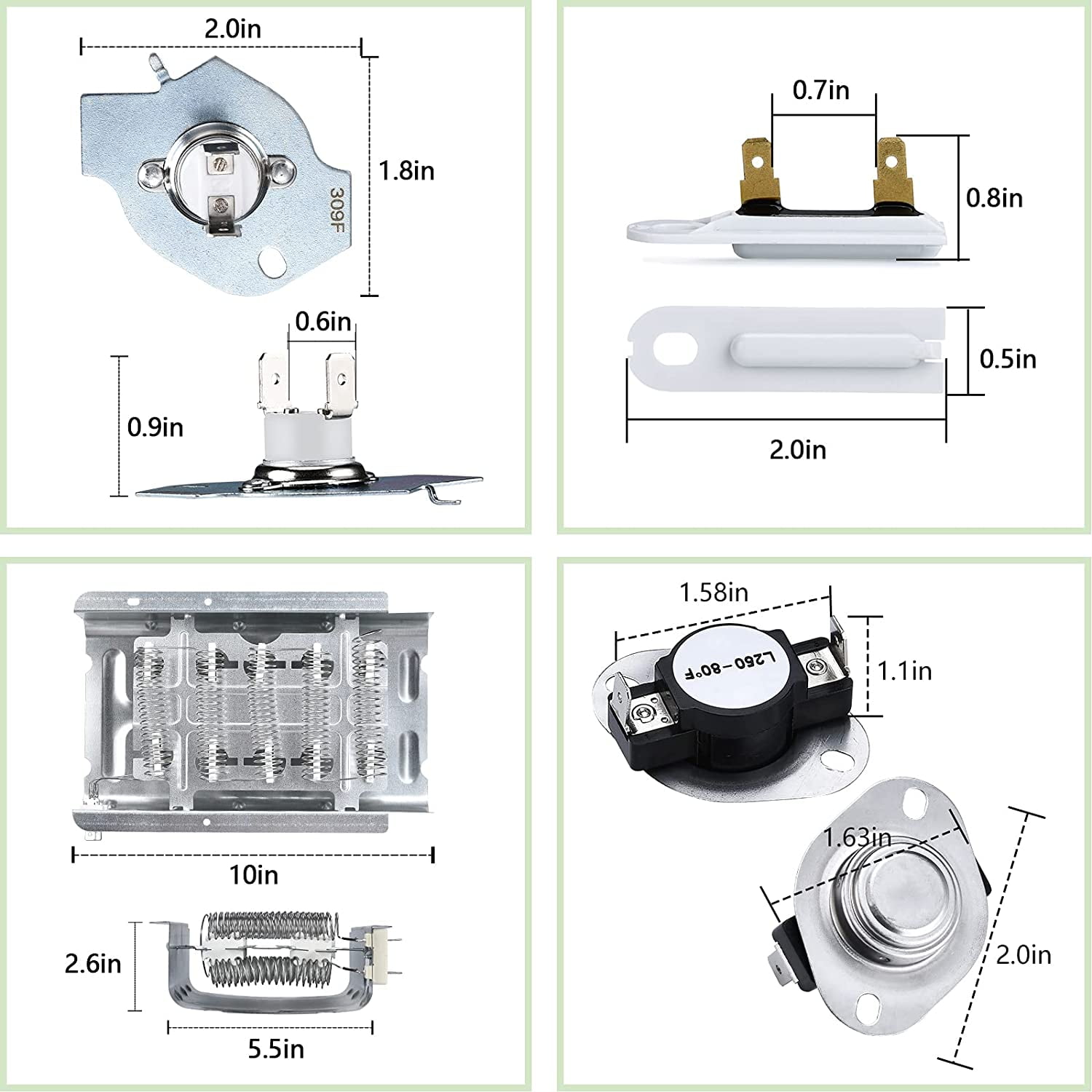 Beaquicy Dryer Heating Element Kit 279838 with Thermostat for Whirlpool Dryer