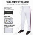 thumbnail image 6 of Exxact Sports Proline Full Length Baseball Pants Youth with Stripes, Relaxed Fit Open Bottom Boys Baseball Pants (White/Navy, Red, YXL), 6 of 7