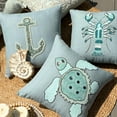 thumbnail image 4 of Throw Pillow Cover, Dull Blue 22"x22" (55x55 cm) Throw Pillow Covers, Linen Lobster, Embroidered Throw Pillows For Couch, Sea Creatures Pattern Beach Style Style - Lobster Cool, 4 of 10